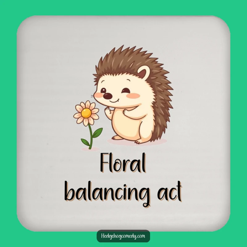 Funny Balancing Hedgehog Coaster Set - Cute Flower Protection Gift