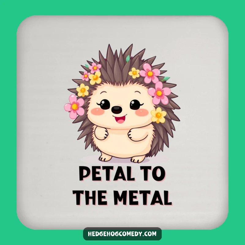Funny Flower Hedgehog Drink Coaster: Kawaii Animal Protector, A Hilarious Home Gift