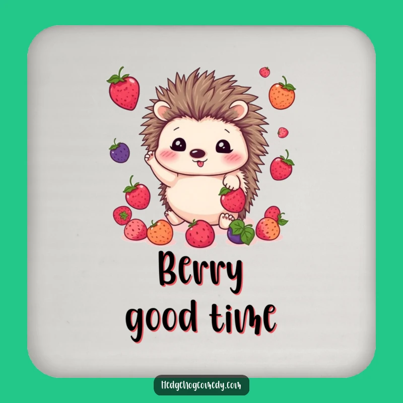 Funny Juggling Hedgehog Coaster Set: Cute Kawaii Berry Protection