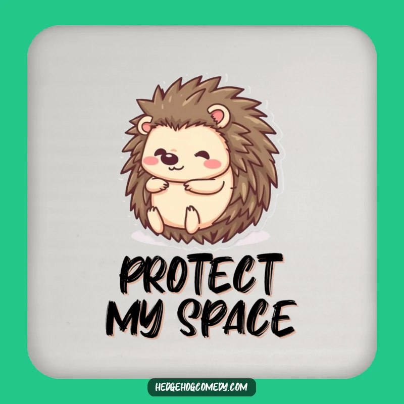 Funny Kawaii Hedgehog Ball Coaster - Cute Prickly Pal Protecting Surfaces with Humor Gift