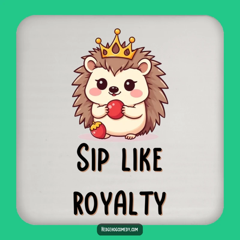 Funny Kawaii Hedgehog Crown Coaster: Protect Surfaces with Cute Humor