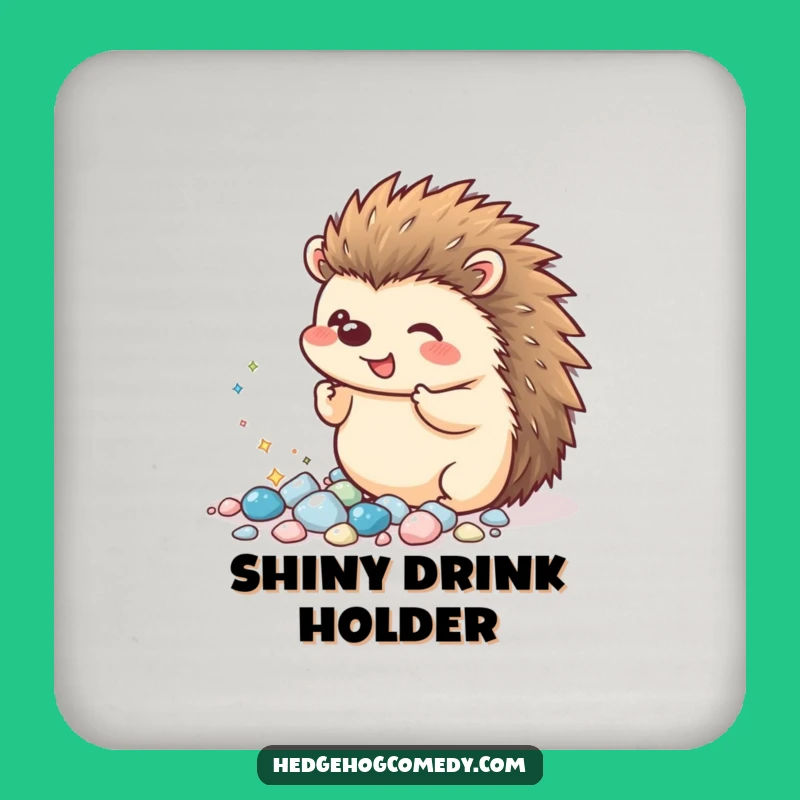 Funny Kawaii Hedgehog Pebble Coasters: Protect Surfaces with Sparkling Charm, Gift Set