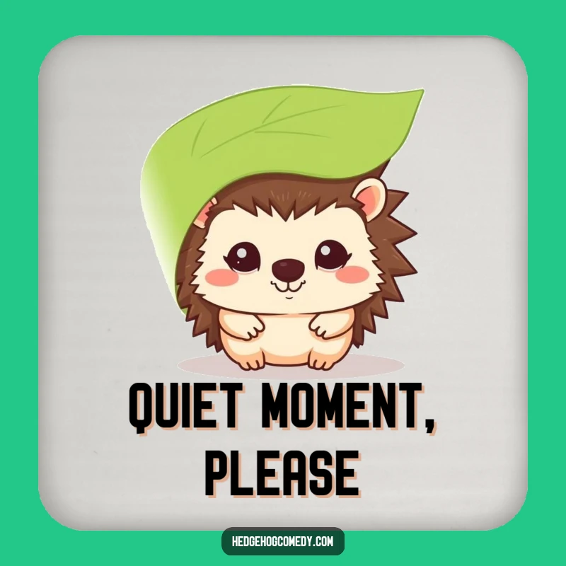 Funny Kawaii Hedgehog Shy Peek Coaster - Cute Prickly Pal Peeking with Humor Gift