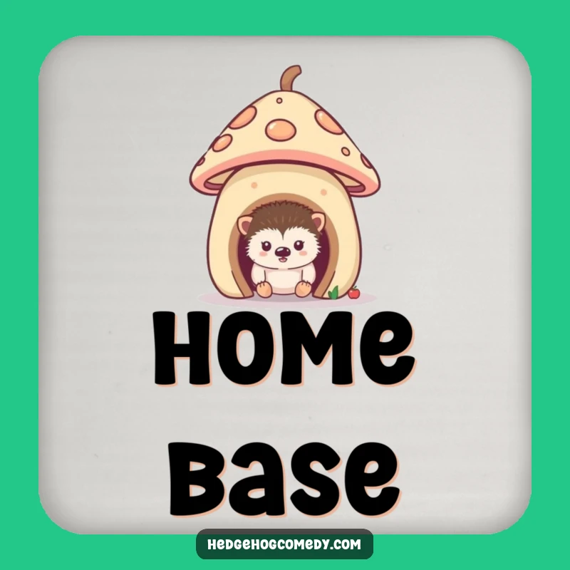 Funny Curious Hedgehog Coaster: Mushroom Protection, Perfect Table Gift