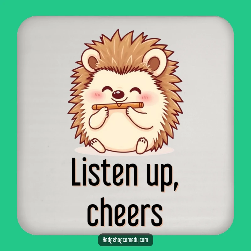 Funny Hedgehog Flutist Coaster: Protect Surfaces with Musical Flair