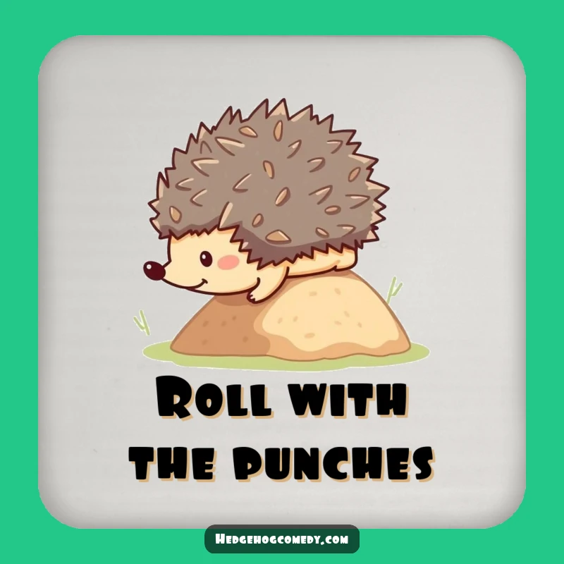 Funny Rolling Hedgehog Drink Coaster: Kawaii Animal Protector, A Hilarious Home Gift