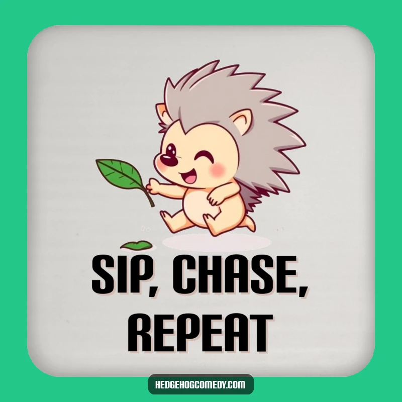 Funny Hedgehog Leaf Chase Coaster: Playful Autumn Decor - Humorous Table Gift