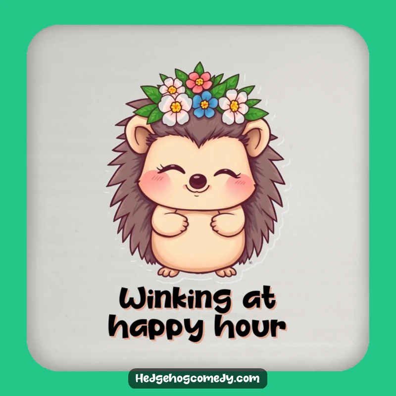 Funny Winking Hedgehog Crown Coaster: Protect Surfaces with Royal Charm!