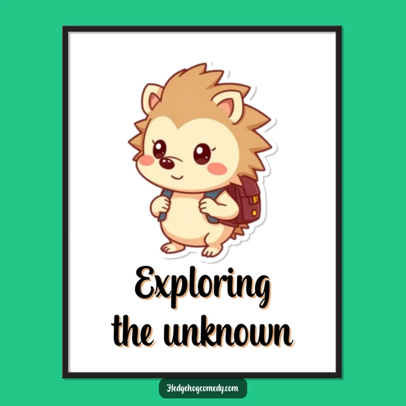 Funny Hedgehog Backpack Poster: Curious Art for Your Wall, Great Gift!