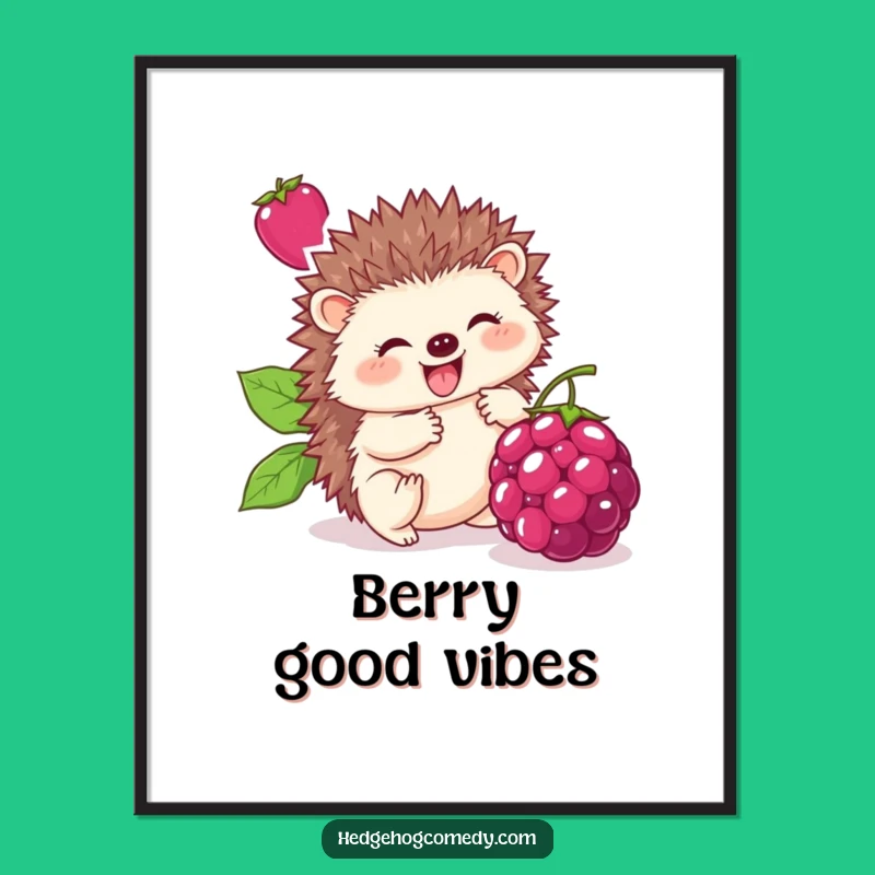 Funny Hedgehog Berry Roller Poster: Cute Prickly Friend's Art Gift