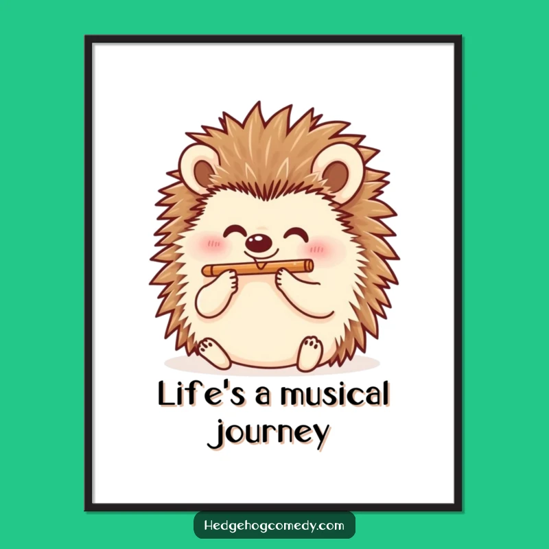Funny Hedgehog Flutist Poster: Musical Art for Cheerful Walls