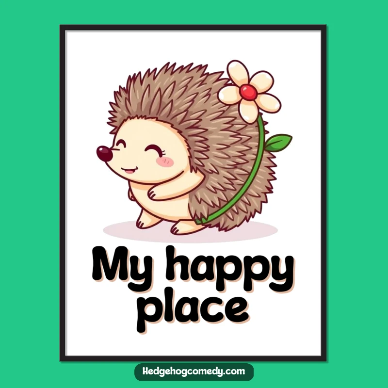 Funny Hedgehog Rolling Poster: Flower Art, Adorable & Humorous Wall Decor