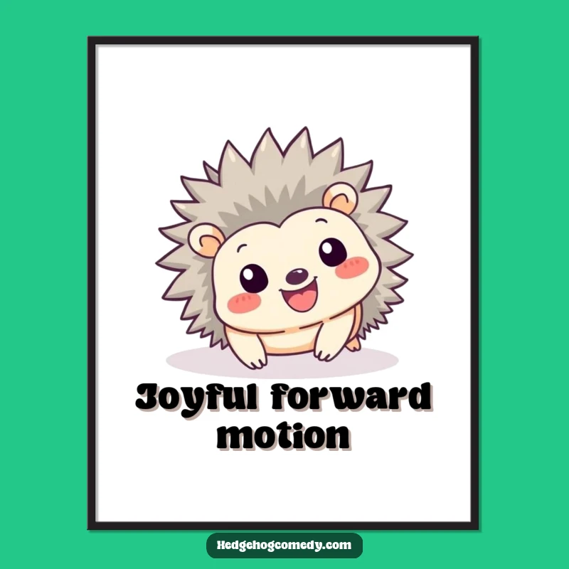 Funny Kawaii Hedgehog Tumble Poster - Playful Smiling Art Print Gift