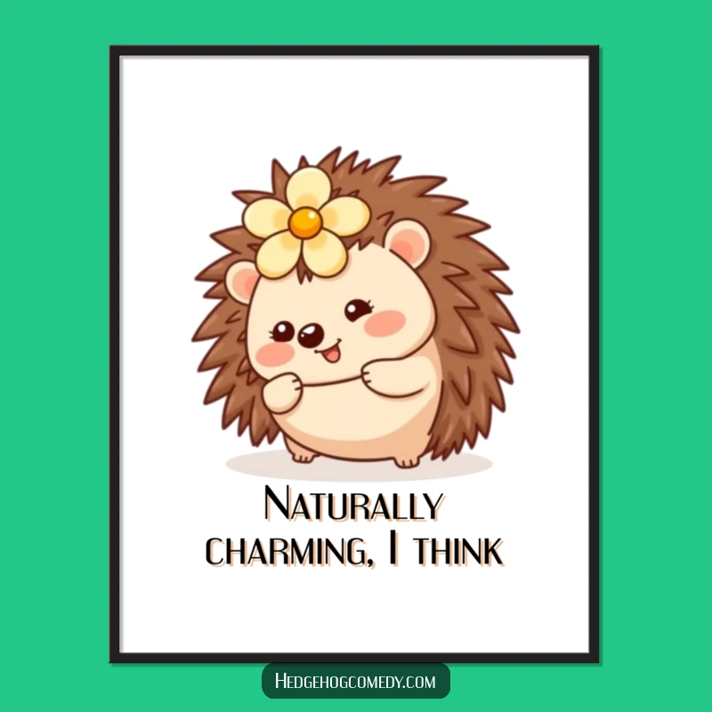 Funny Kawaii Hedgehog Rolling Poster - Whimsical & Cheerful Wall Art Gift
