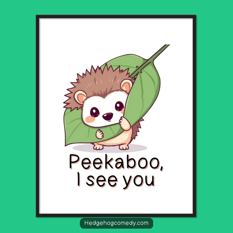 Funny Mischievous Hedgehog Poster: Hide-and-Seek Art for Playful Spaces