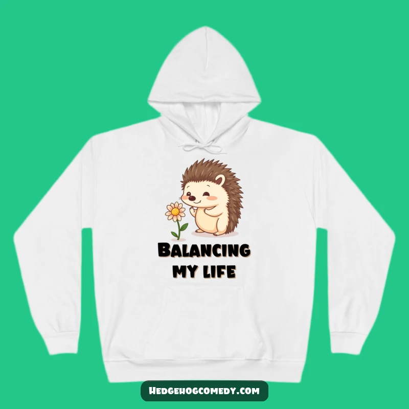 Cozy Funny Balancing Hedgehog Hoodie - Warm Whimsical Nature Gift