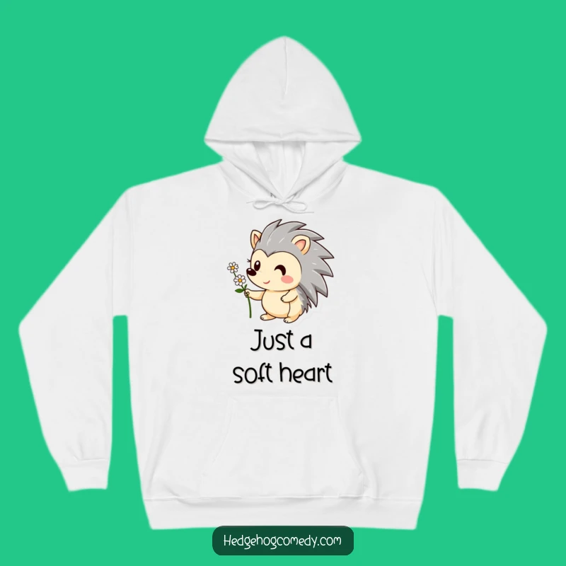 Funny Hedgehog Hoodie: Cozy & Cute Smiling Hedgehog with Flower - Warm Gift