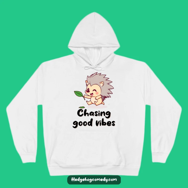 Funny Hedgehog Leaf Chase Hoodie: Cozy Playful Animal - Warm Humorous Gift