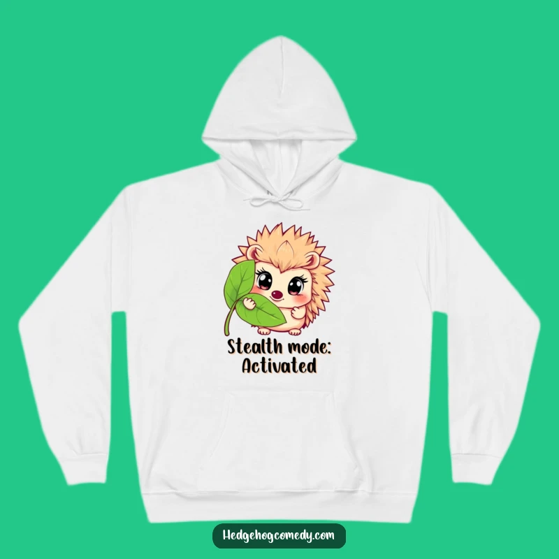 Funny Hedgehog Leaf Peek Hoodie: Cozy Wide-Eyed Prickly Friend's Fun Gift