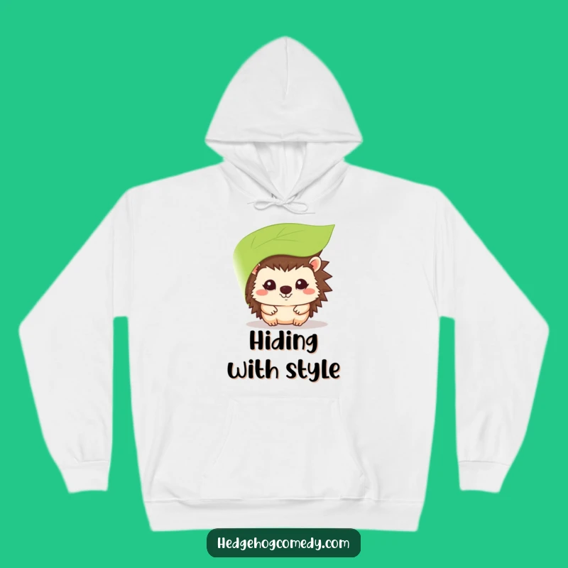 Funny Kawaii Hedgehog Shy Peek Hoodie - Cozy Prickly Pal Hiding for Warm Comfort Gift