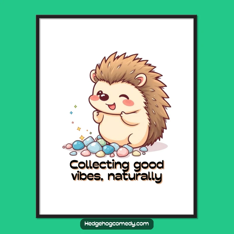 Free Printable Kawaii Hedgehog Pebbles Wall Art - Humorous Sparkling Downloadable Decor