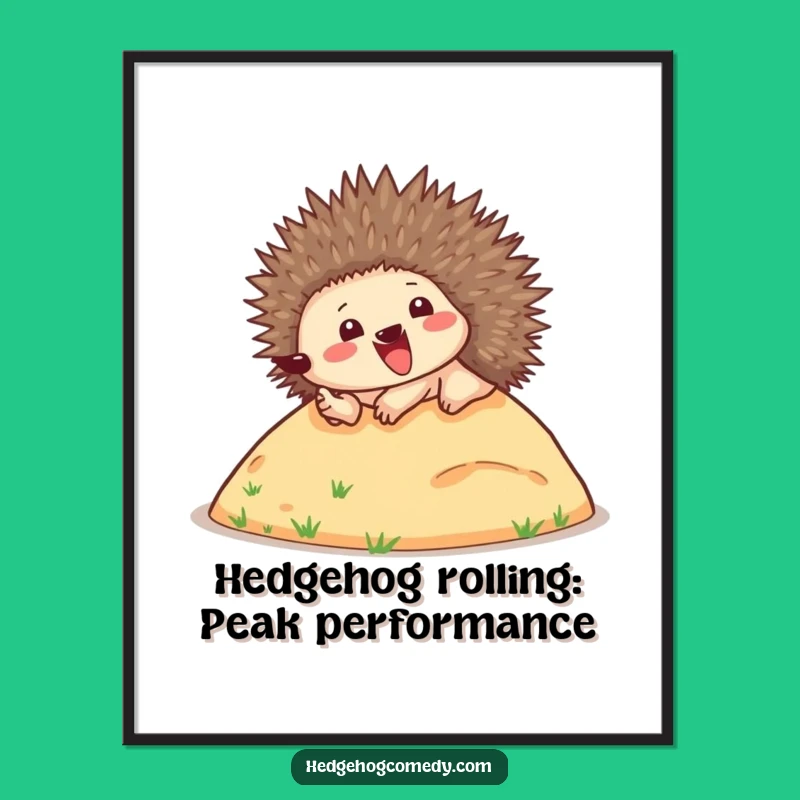 Free Printable Wall Art: Funny Hedgehog Rolling Downhill, Hilarious Downloadable Decor