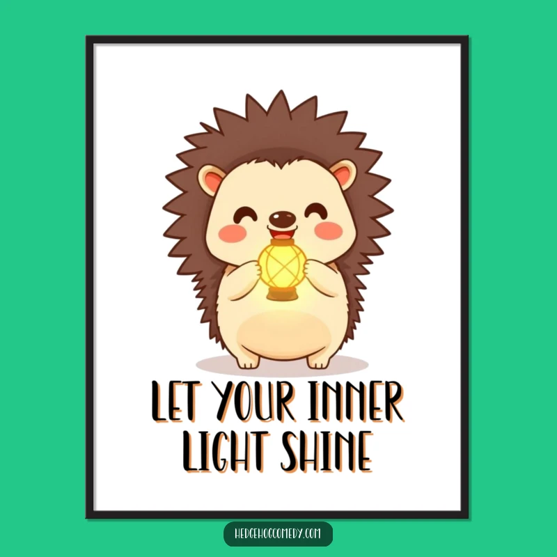 Free Printable Kawaii Hedgehog Lantern Wall Art - Joyful Humorous Downloadable Decor