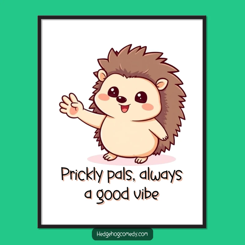 Free Printable Wall Art: Adorable Waving Hedgehog for a Quirky DIY Home Decor