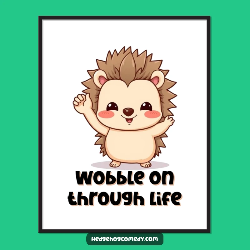Free Printable Wall Art: Friendly Hedgehog Waving with a Wobbly Foot