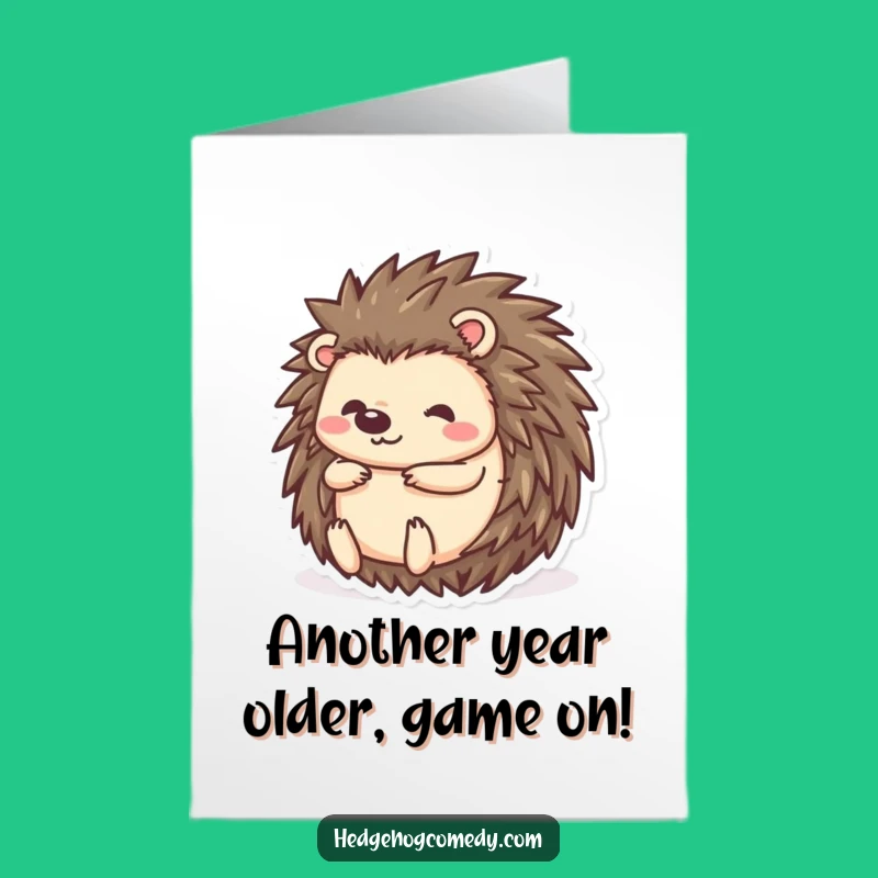 Free Printable Birthday Card: Funny Hedgehog Ball Design, Perfect Downloadable Gift