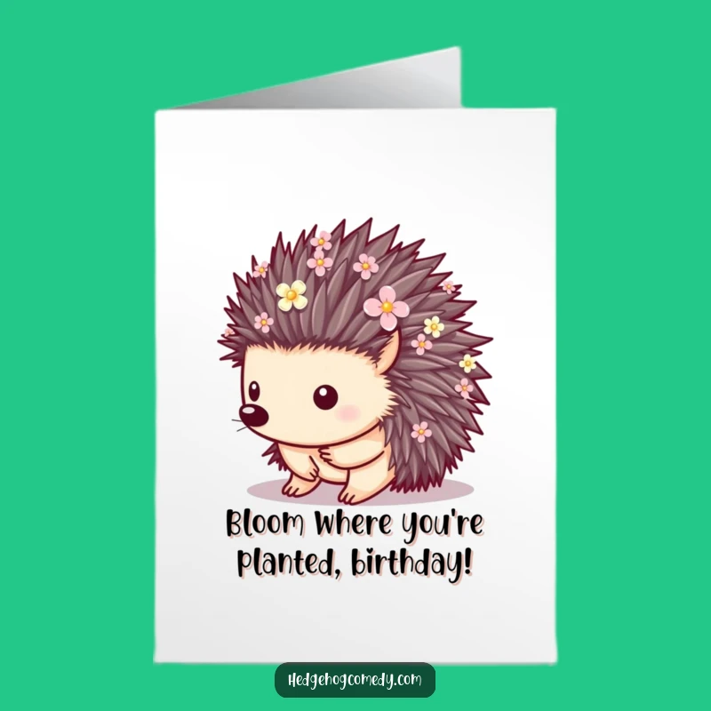 Free Printable Birthday Card: Floral Hedgehog for a Pretty & Funny DIY Gift