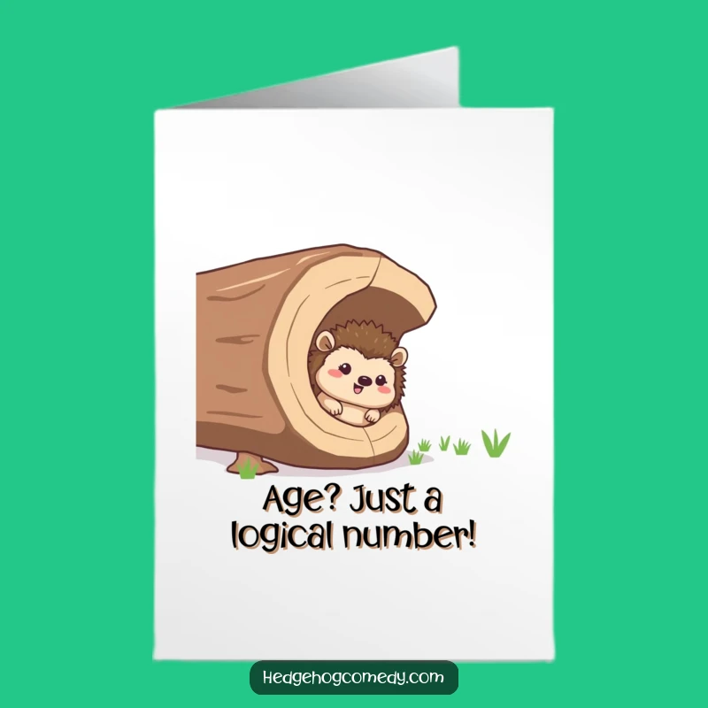 Free Printable Birthday Card: Giggling Hedgehog Log Hideout Downloadable Gift