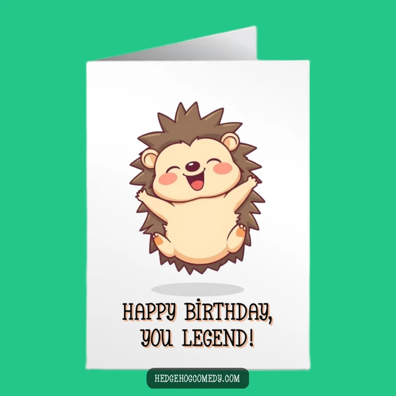 Free Printable Birthday Card: Joyful Hedgehog, Energetic Downloadable Gift