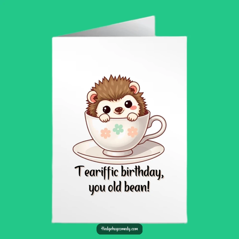 Free Printable Kawaii Hedgehog Teacup Birthday Card - Funny Downloadable Gift