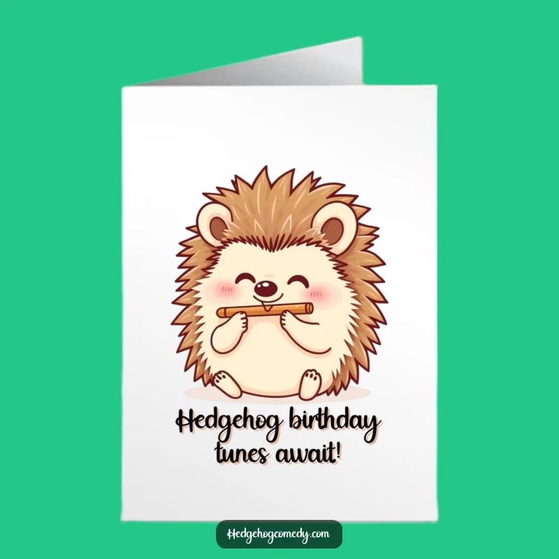 Free Printable Hedgehog Flute Birthday Card - Whimsical Downloadable Gift for Music Lovers!
