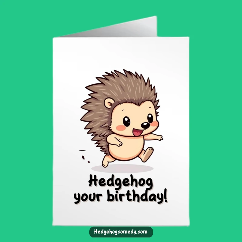 Free Printable Birthday Card: Funny Hedgehog Race - Speeding Downloadable Gift!