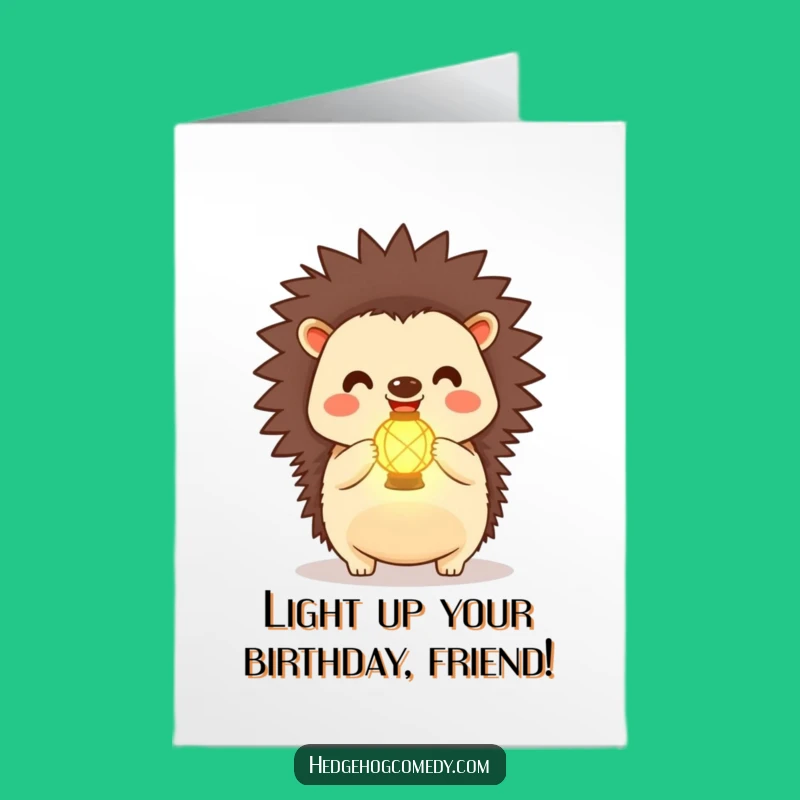 Free Printable Kawaii Hedgehog Lantern Birthday Card - Glowing Downloadable Gift