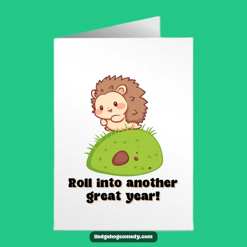 Free Printable Birthday Card Kawaii Hedgehog Rolling Downhill Downloadable Gift
