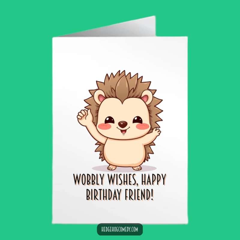 Free Printable Birthday Card: Wobbly Foot Hedgehog Sending Sweet Wishes