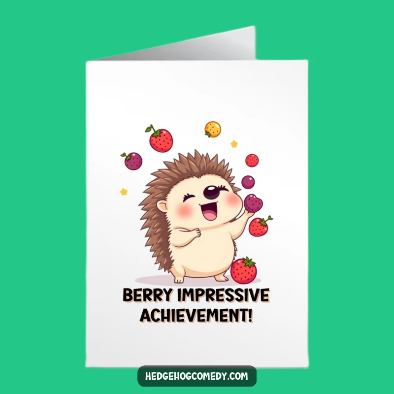 Free Printable Congrats Card: Juggling Hedgehog, Celebrate Achievements, Easy Download