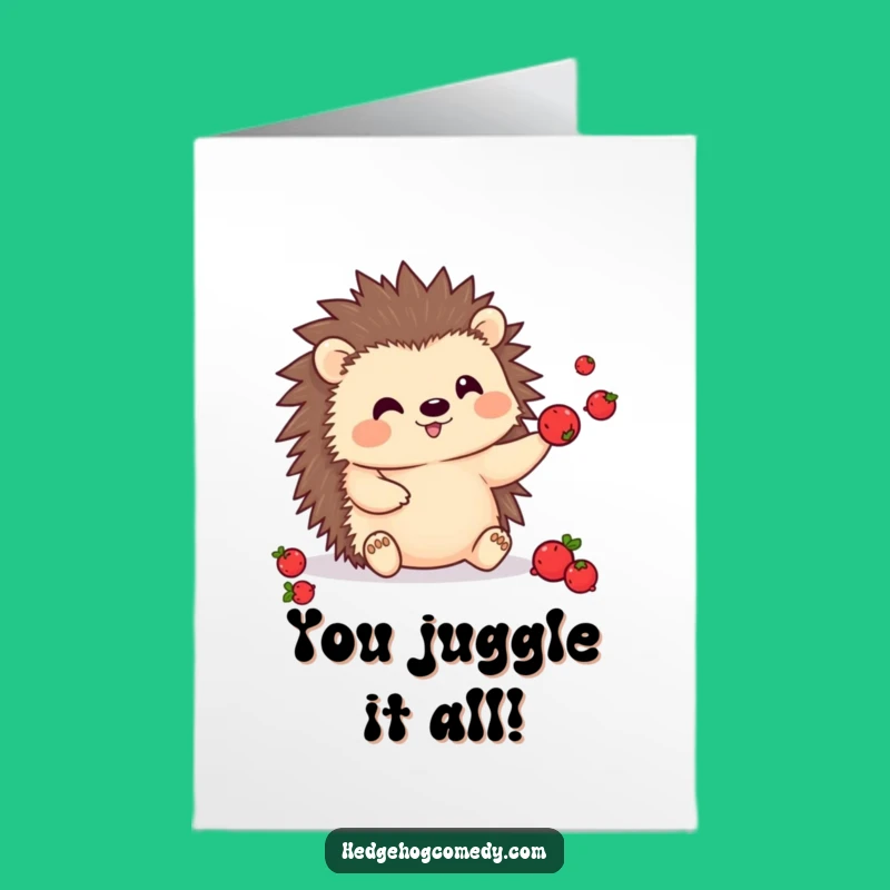 Free Printable Congrats Card: Juggling Hedgehog Theme, Great Downloadable Gift