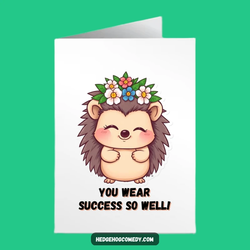 Free Printable Congrats Card Winking Hedgehog Flower Crown Downloadable Gift