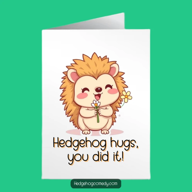 Free Printable Hedgehog Congrats Card: Tiny Flower Power for Big Wins