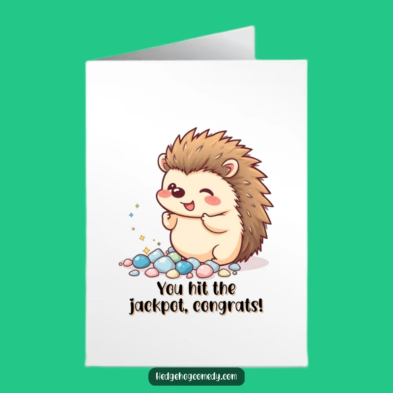 Free Printable Kawaii Hedgehog Pebbles Congrats Card - Shiny Downloadable Greeting