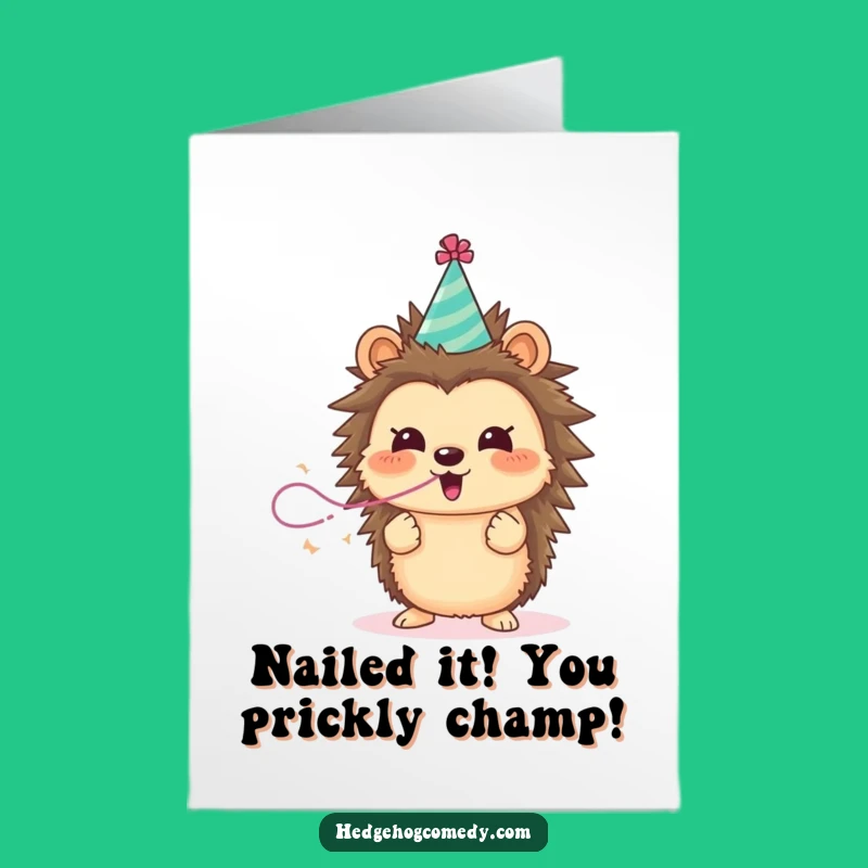 Free Printable Congrats Card: Hilarious Hedgehog Streamer Blowout Downloadable Gift