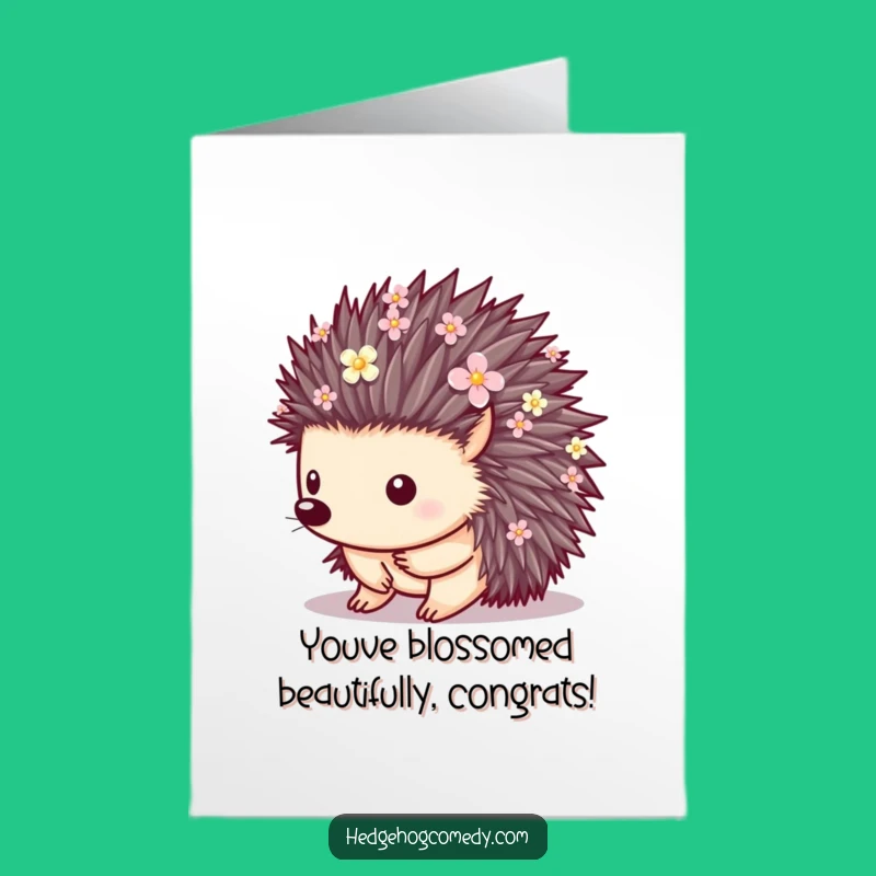 Free Printable Congrats Card: Floral Hedgehog for a Funny DIY Celebration