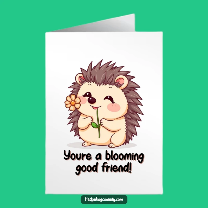 Free Printable Kawaii Hedgehog Flower Thank You Card - Cute Wobble Downloadable Gift