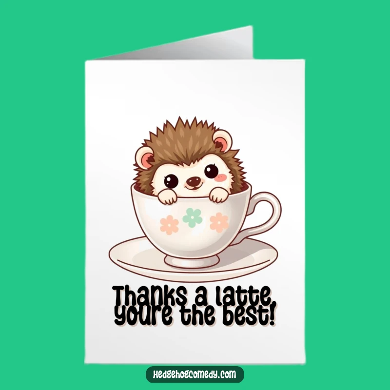 Free Printable Kawaii Hedgehog Teacup Thank You Card - Adorable Downloadable Gift