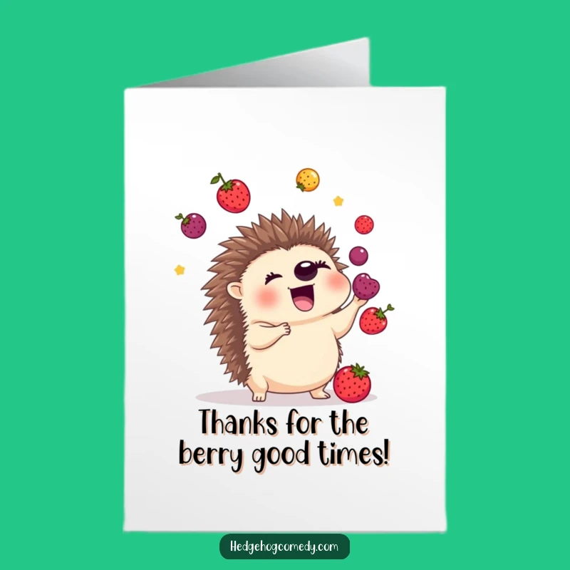 Free Printable Thank You Card: Juggling Hedgehog, Unique Gratitude, DIY Greeting