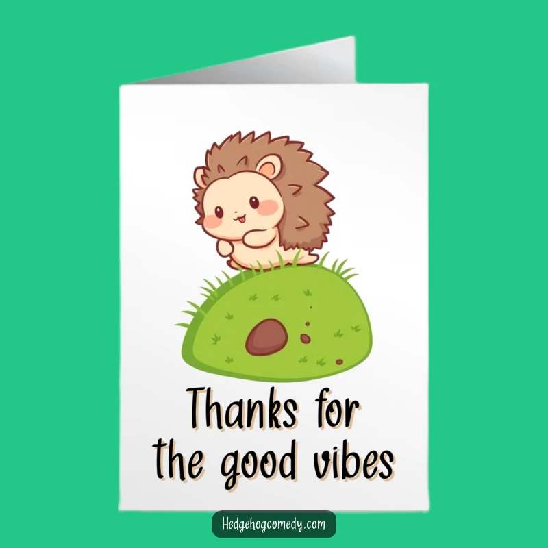 Free Printable Thank You Card Kawaii Hedgehog Rolling Downhill Downloadable Gift